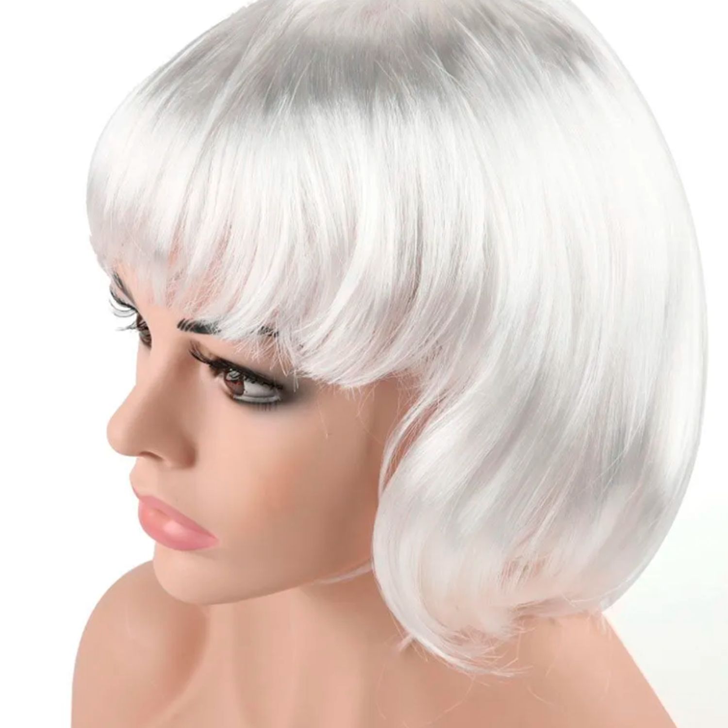 Парик карнавальный Riota серебристо-белое каре искусственный волос 110 гр ДБ6230913 - фото 2