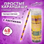 Карандаши простые Юнландия чернографитные с ластиком 48 штук