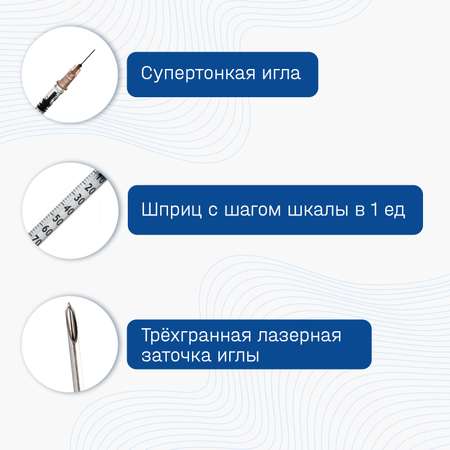 Шприц ADVANTA 1 мл U-100 с иглой 27G 100 шт одноразовый для введения инсулина