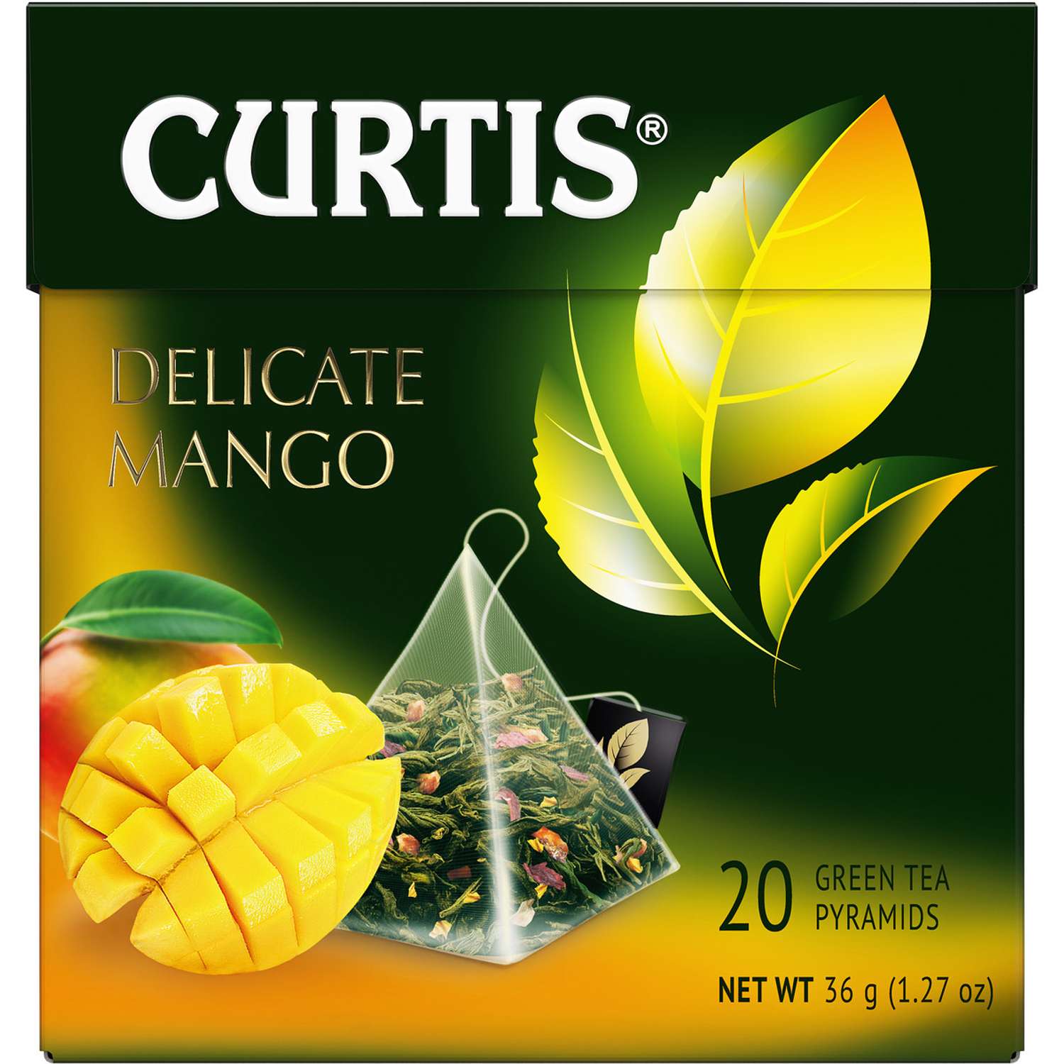 Чай зеленый Curtis Delicate Mango 20 пирамидок с ароматом манго кусочками ананаса и лепестками цветов - фото 1