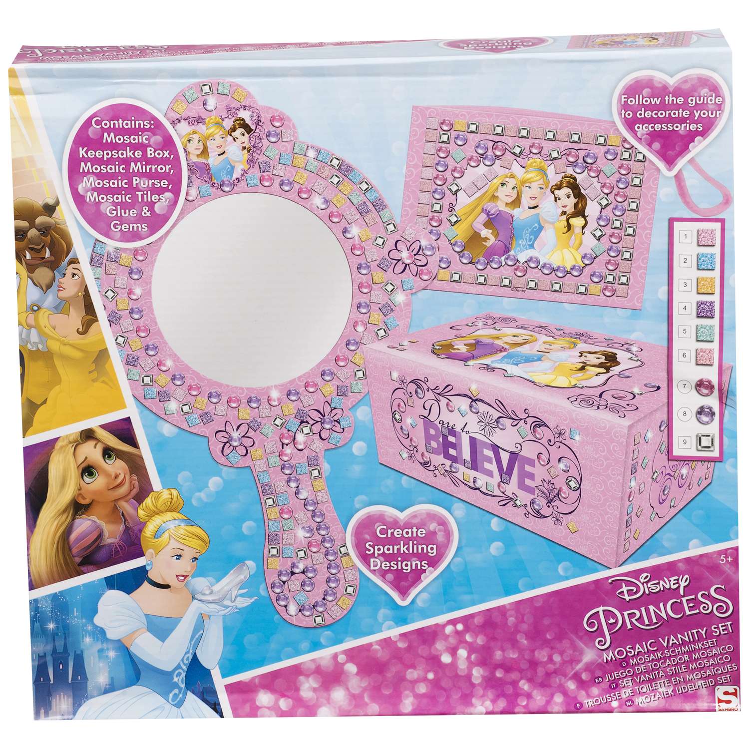 Набор для творчества Sambro Princess Шкатулка зеркало и кошелек украшенные мозаикой DSP8-2072 - фото 1