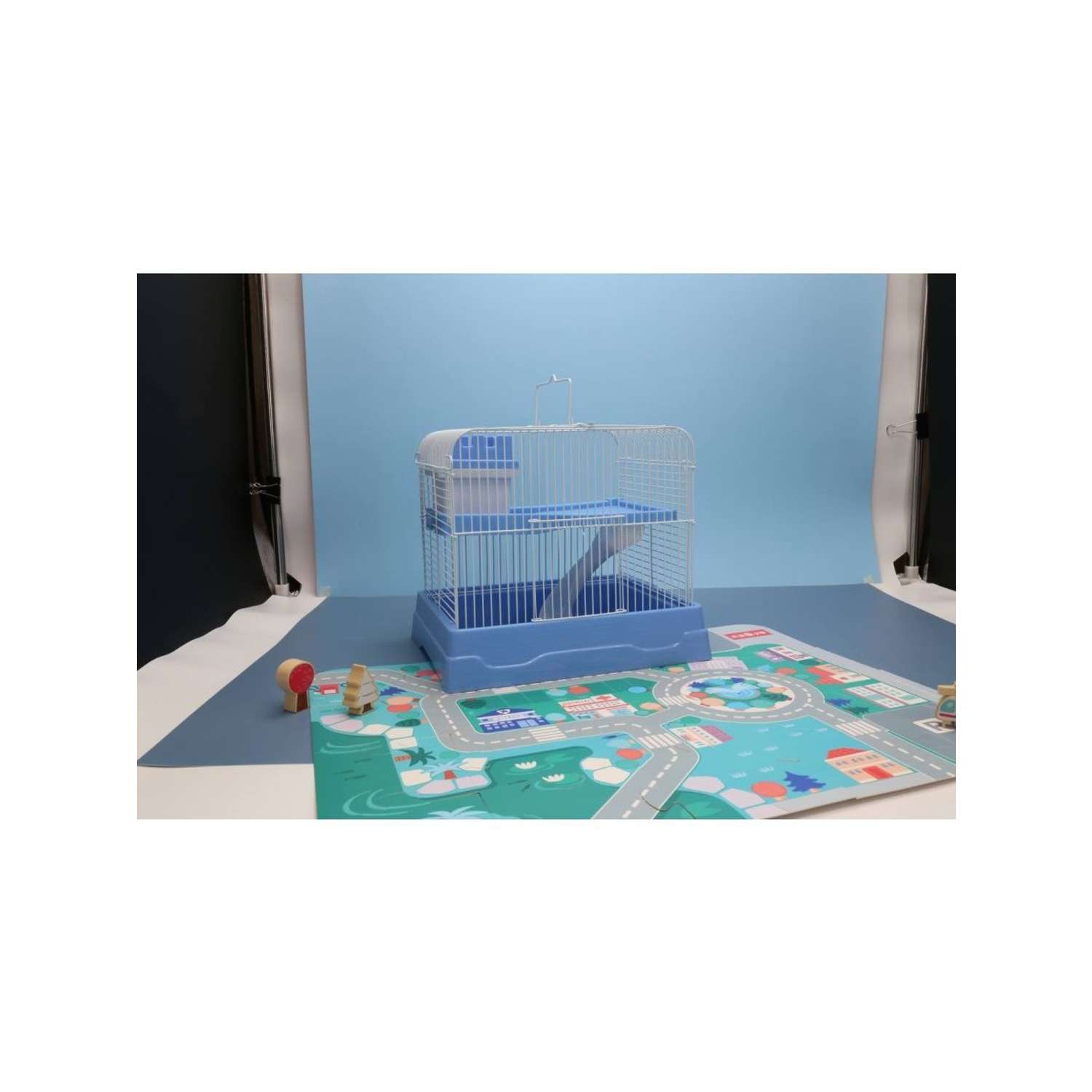 Клетка для хомяка N1 30*23*25.7 прямоугольная укомплектованная голубая - фото 2