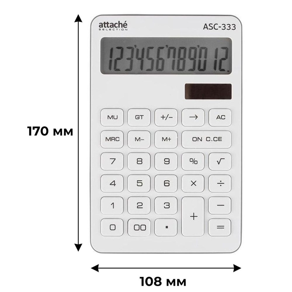 Калькулятор Attache настольный компактный 12 разр. 170x108 мм белый - фото 3