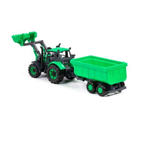 Трактор Полесье с прицепом и ковшом инерционный зеленый