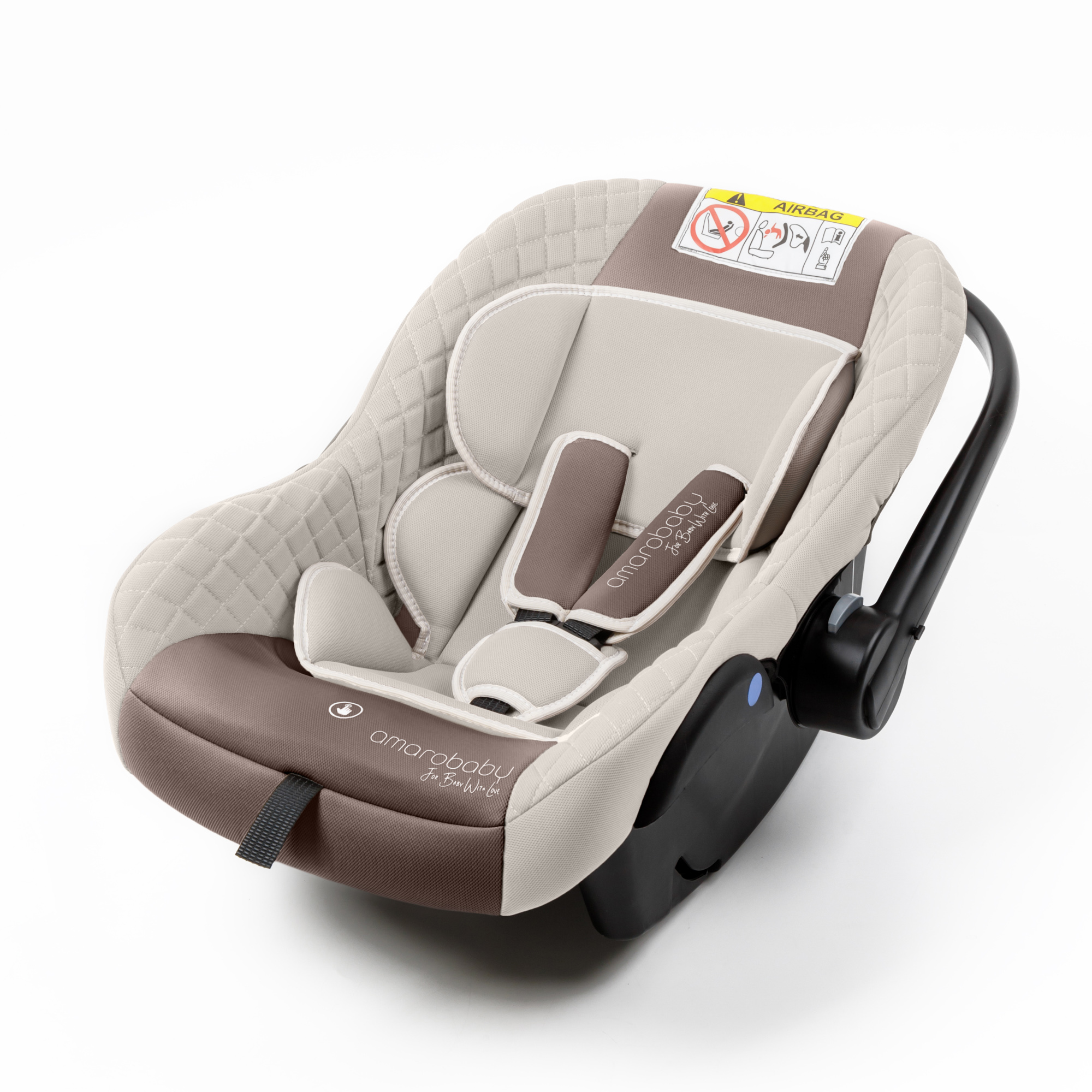 Автокресло детское Amarobaby Baby comfort группа 0+ Светло-бежевый - фото 12