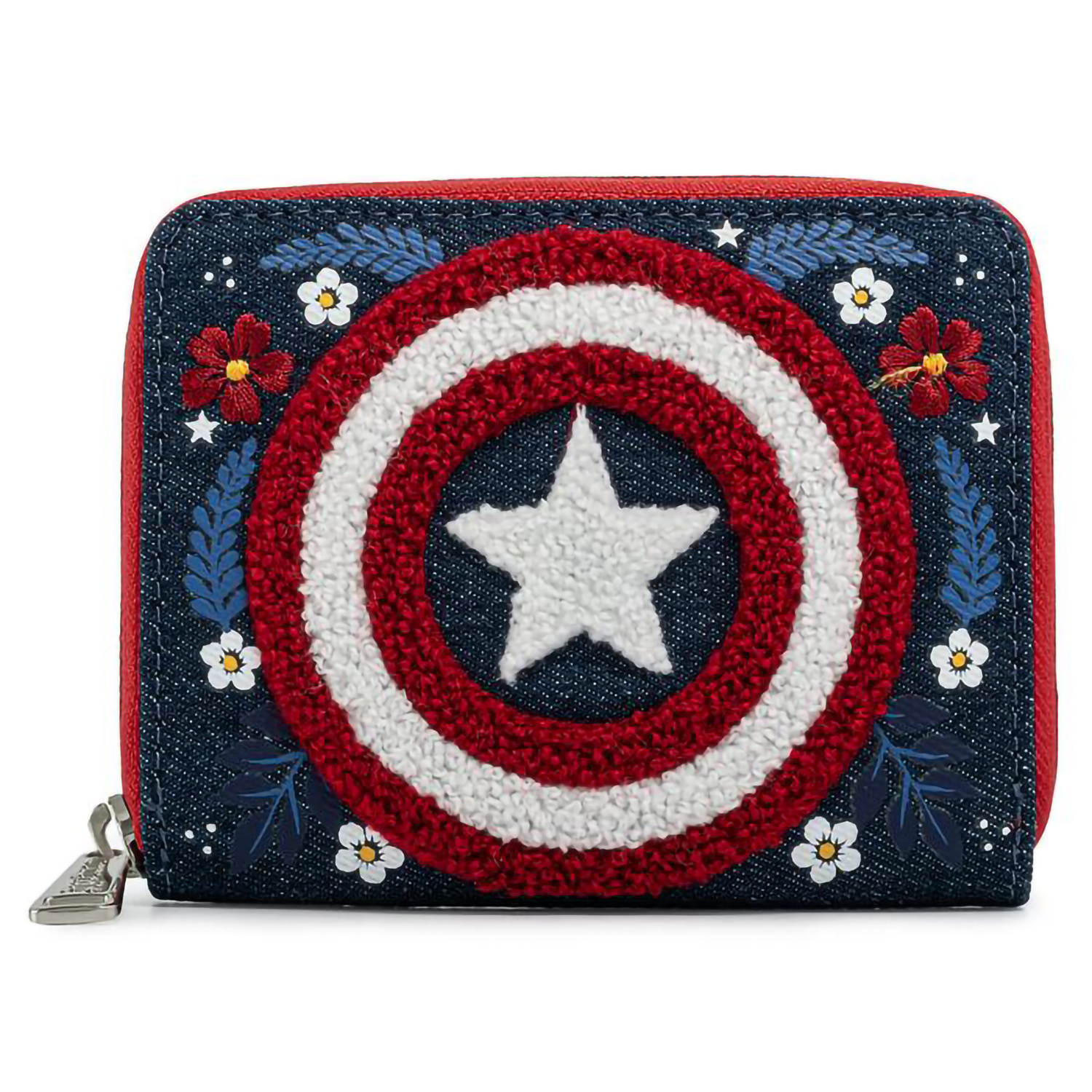 Кошелек Funko Loungefly Marvel Captain America 80th Anniversary Floral Sheild Zip Around Wallet MVWA0157 - фото 1