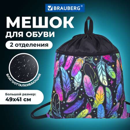 Сумка для сменки Brauberg с сеточкой для вентиляции Feathers