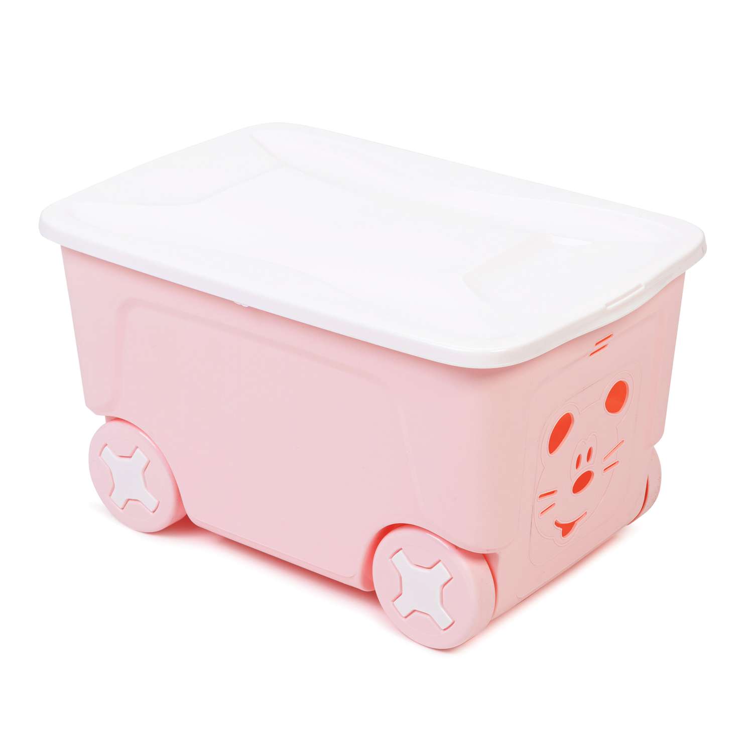 Ящик для игрушек LittleAngel COOL на колесах 50л Розовый - фото 1