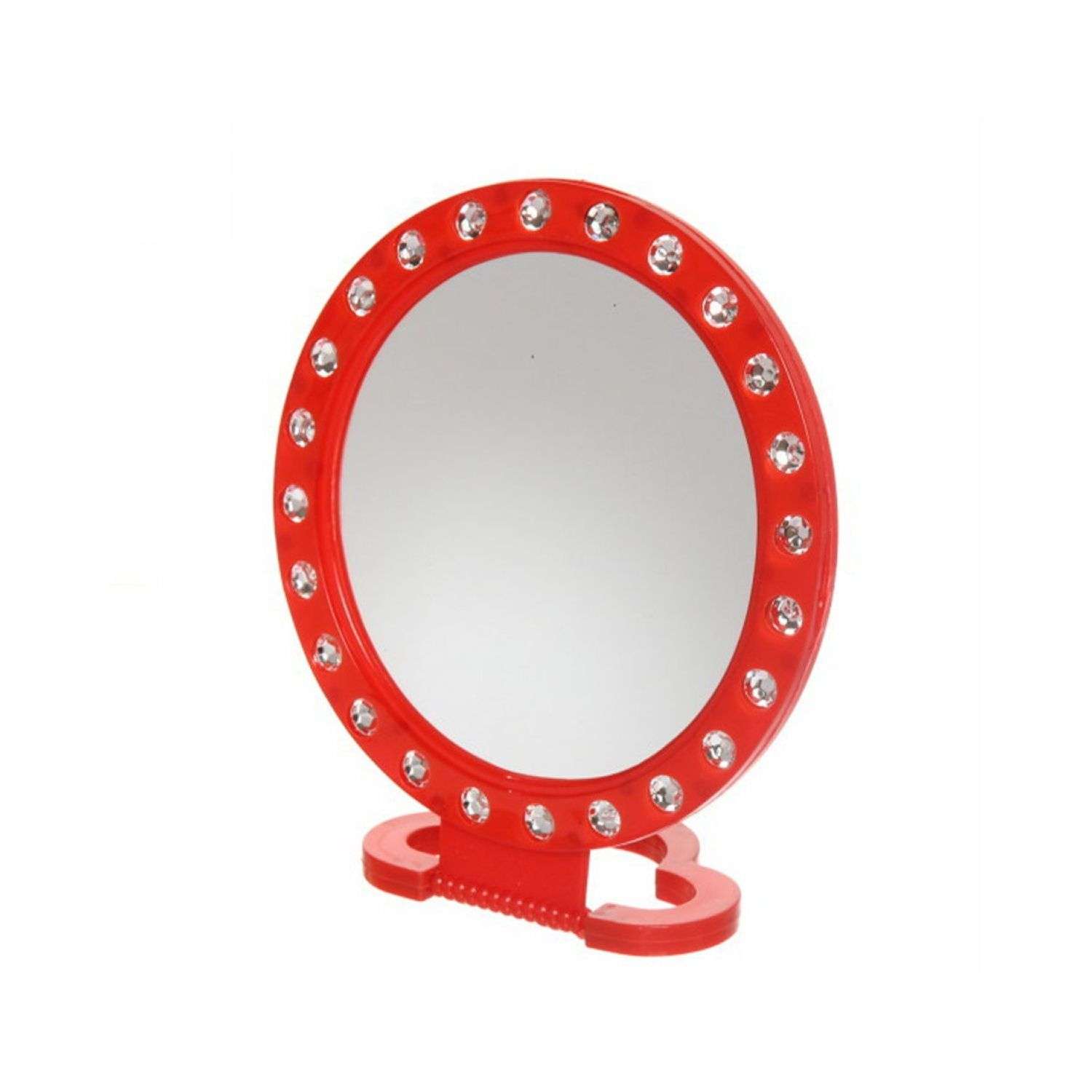 Зеркало настольное Uniglodis круглое со стразами 18.5 см Красный - фото 1
