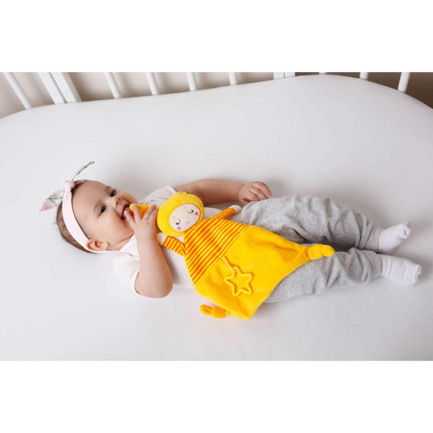 Игрушка-комфортер Мякиши Зайка Мандаринка для новорожденных для сна подарок - фото 7