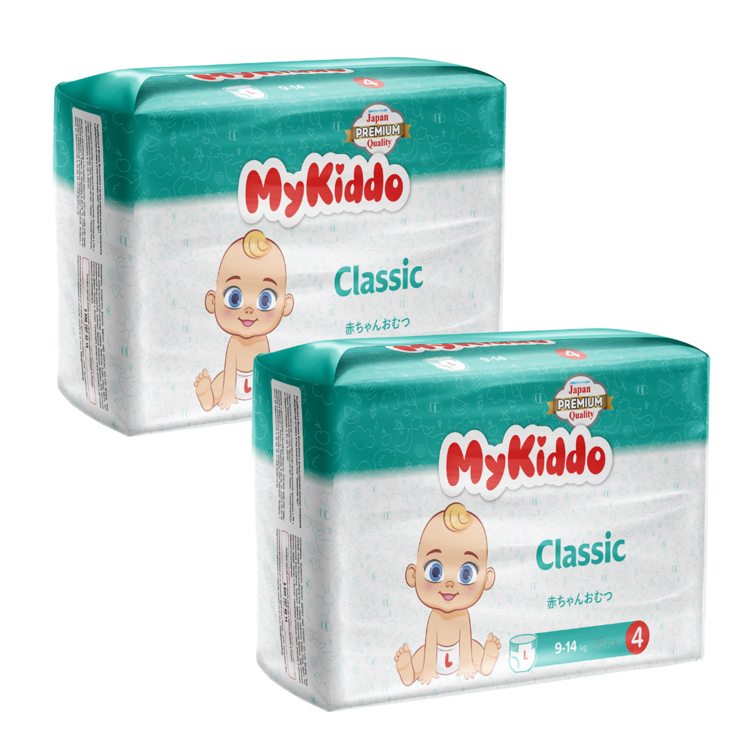 Подгузники трусики MyKiddo Classic L 9-14 кг 2 упаковки по 36 штук - фото 1