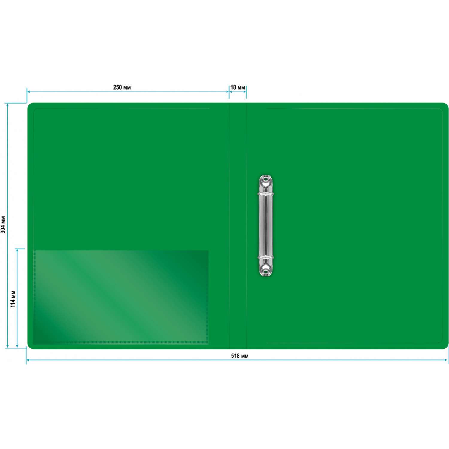 Папка на кольцах Бюрократ 2шт колец О-образные A4 18мм корешок пластик 0.7мм зеленый - фото 2