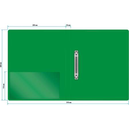 Папка на кольцах Бюрократ 2шт колец О-образные A4 18мм корешок пластик 0.7мм зеленый