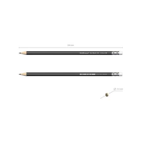 Чернографитный карандаш ErichKrause с ластиком Jet Black 101 HB 12 шт
