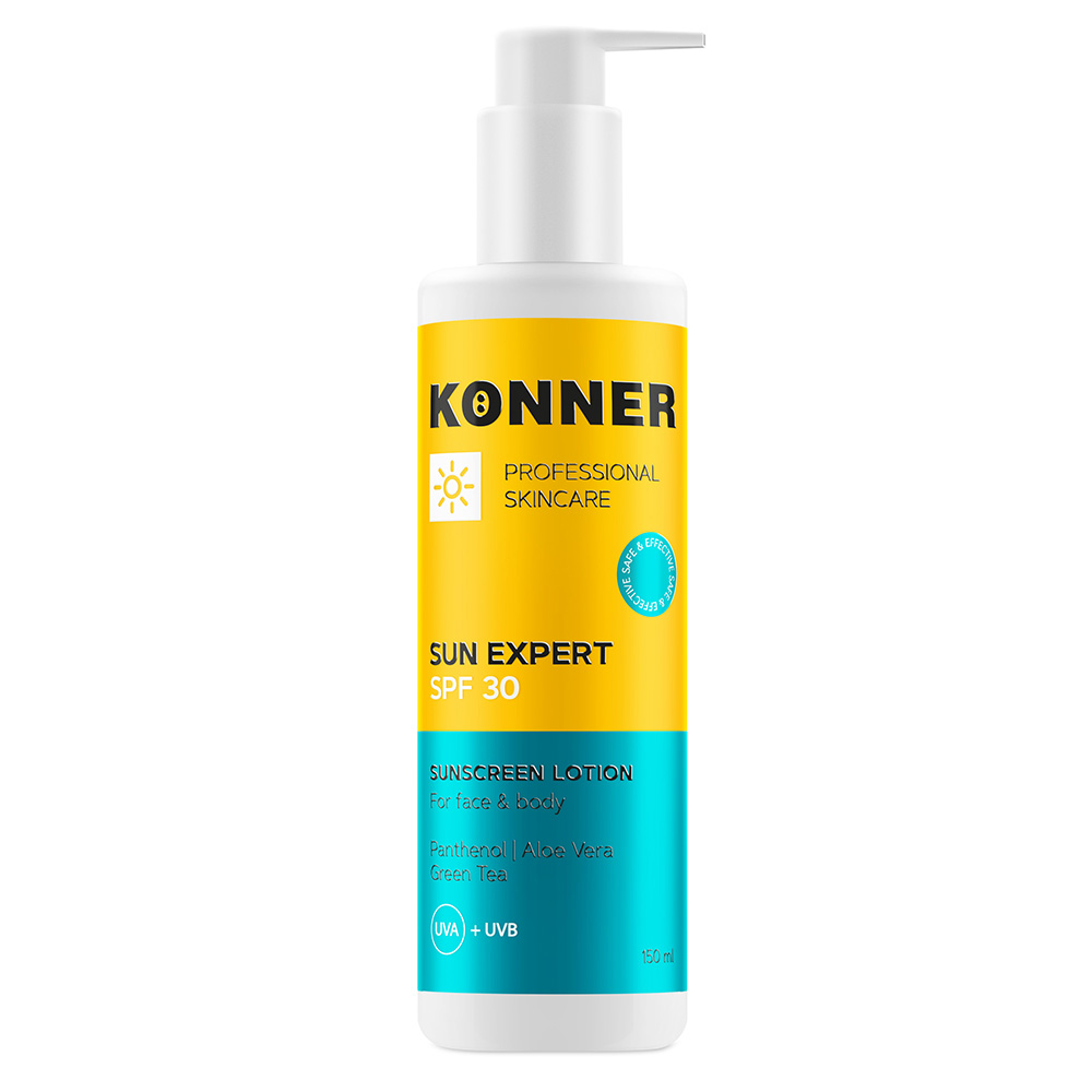 Солнцезащитный крем KONNER для лица и тела SPF 30 от пигментных пятен и фотостарения с пантенолом и алоэ вера 150мл - фото 5