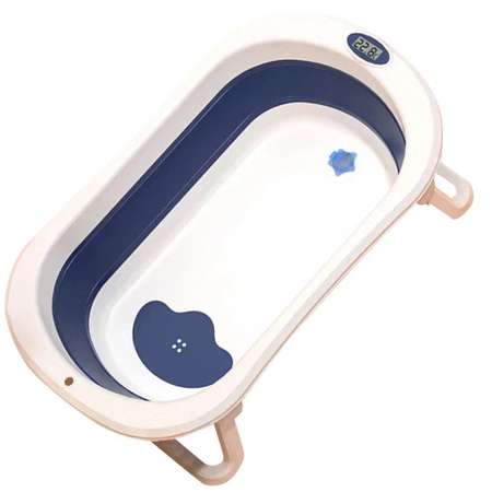 Ванночка детская RIKI TIKI Adeline голубая складная с термочувствительной пробкой