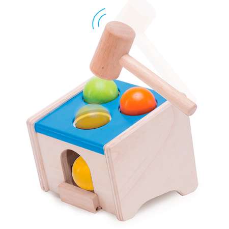 Стучалка Wonderworld Куб с 3 шариками и молоточком