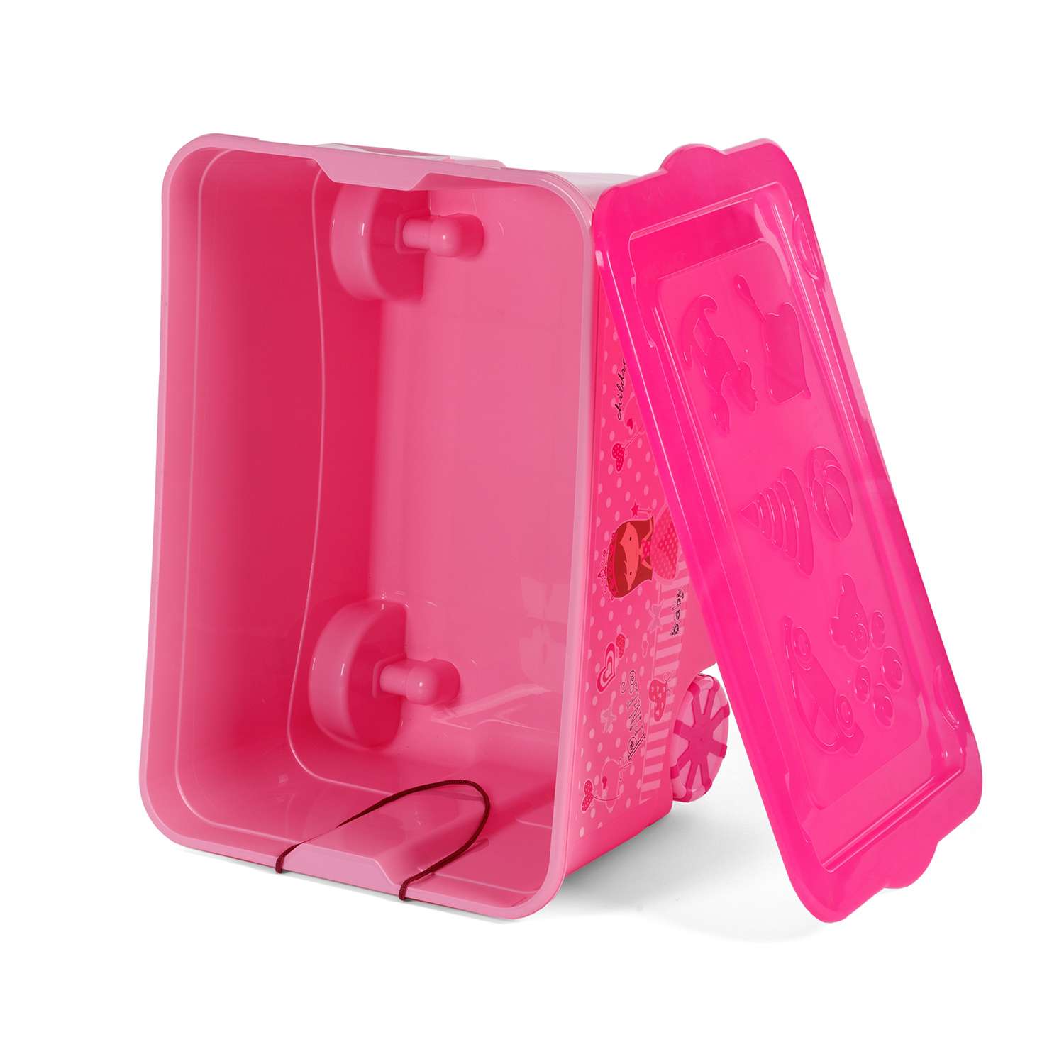 Ящик для игрушек elfplast KidsBox на колёсах розовый - фото 5