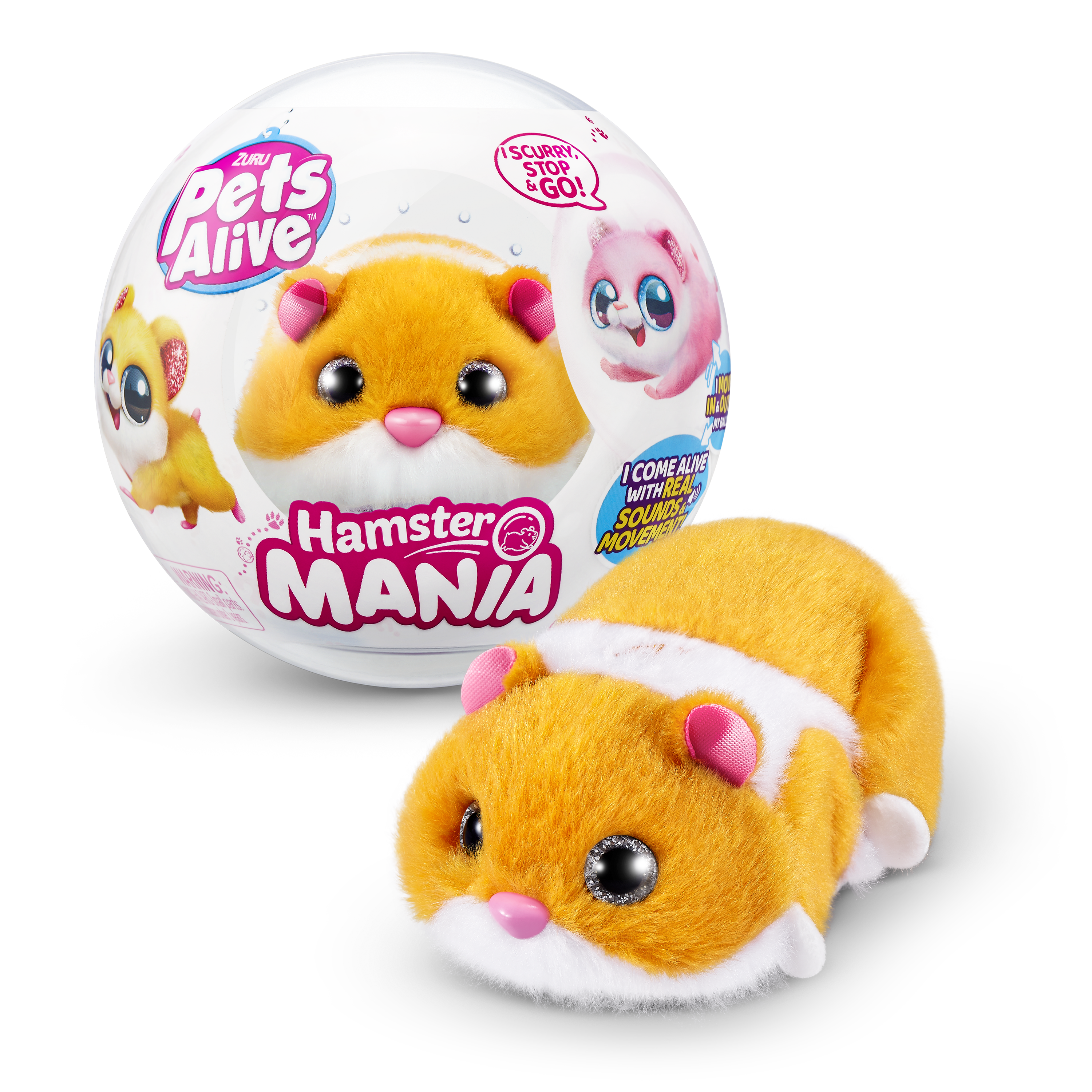 Игрушка ZURU Pets Alive Хомяк оранжевый в шаре Hamstermania - фото 7