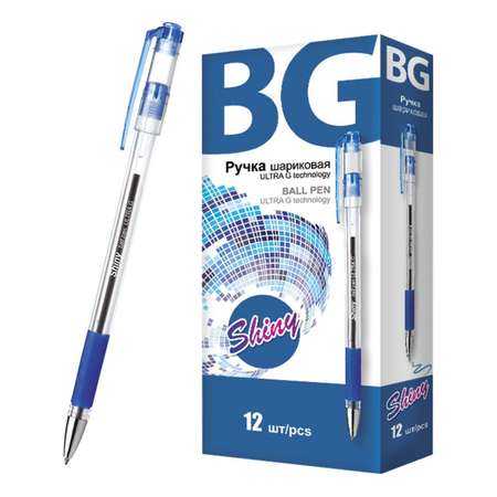 Ручки шариковые Hatber с грипом Ultra G technology 0.7 мм Shiny синие 12 штук в упаковке