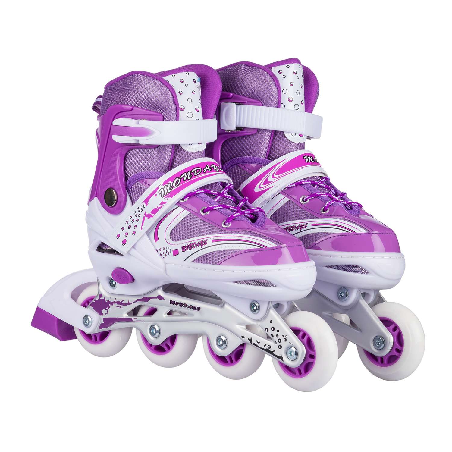 Роликовые коньки BABY STYLE фиолетовые раздвижные размер с 32 по 35M светящиеся колеса - фото 2
