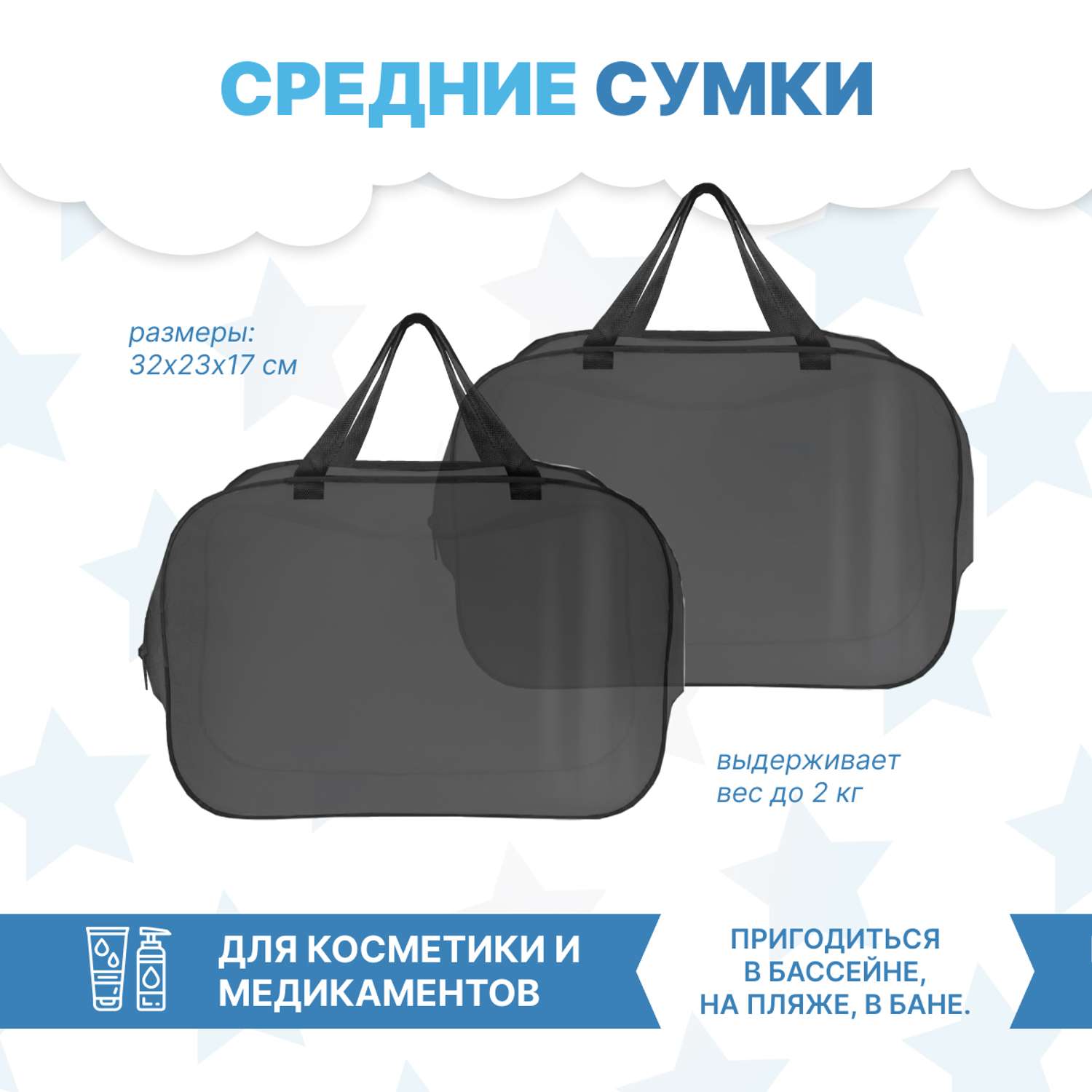 Набор для роддома ForBaby прозрачные сумки 3 шт - черный цвет - фото 7