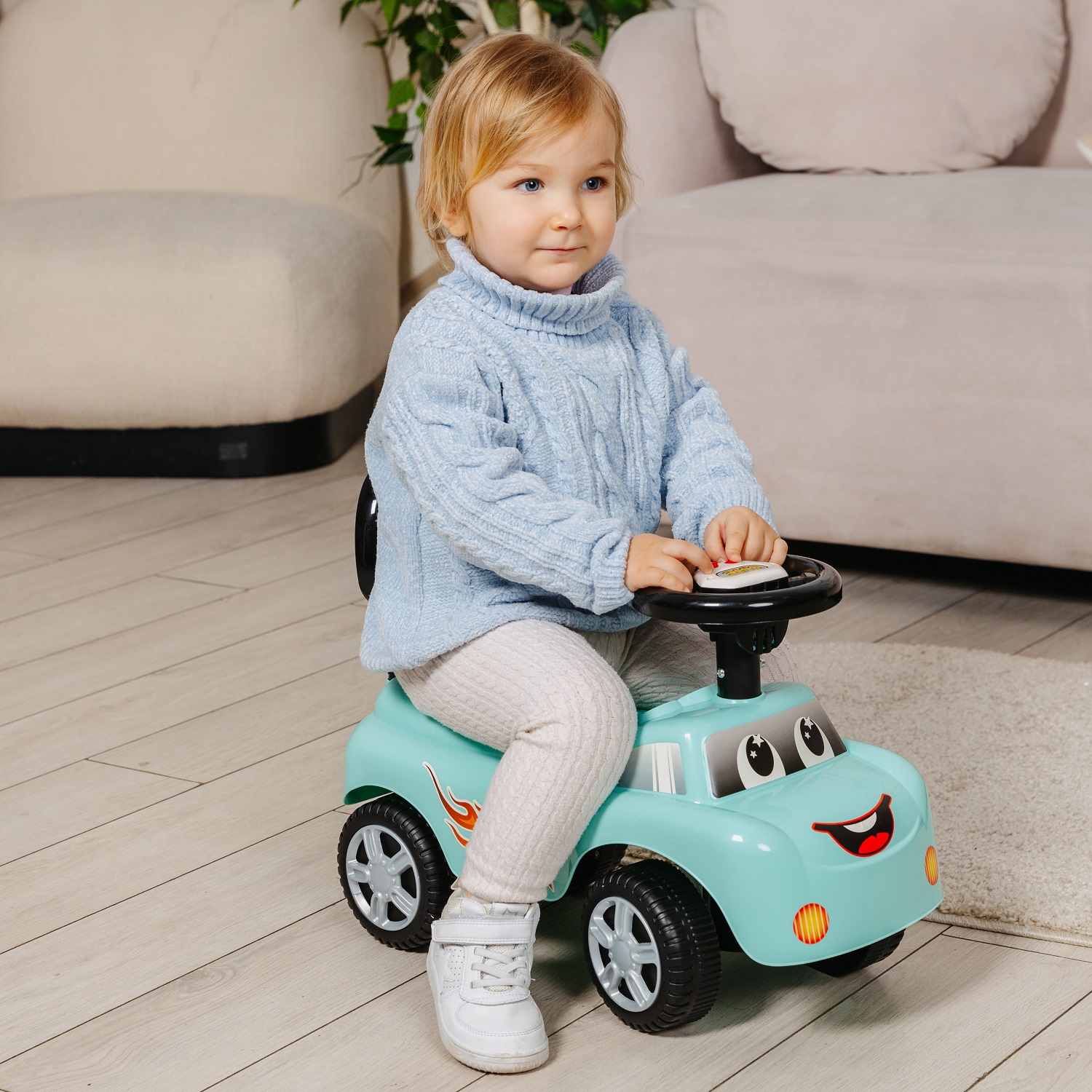 Каталка BabyCare Dreamcar музыкальный руль синий - фото 11