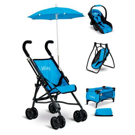 Коляска для кукол Buggy Boom набор 6 в 1 синий