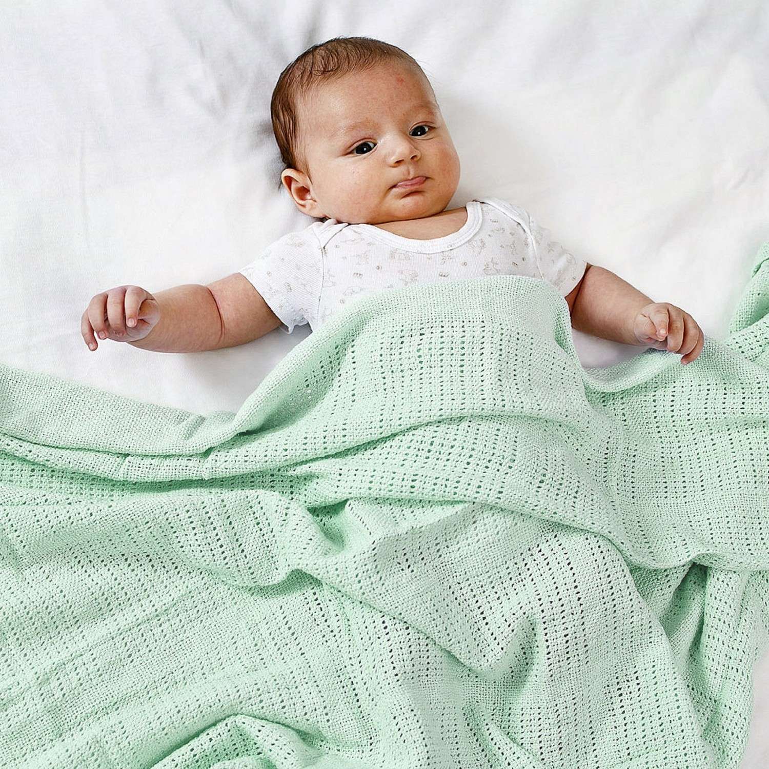 Одеяло вязаное Baby Nice 100х140 мятное - фото 5