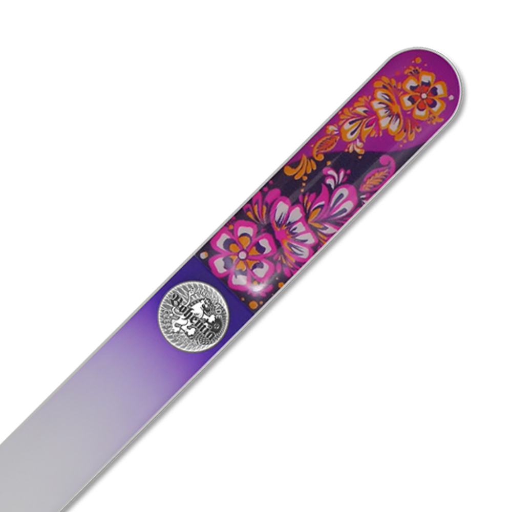 Пилка для ногтей BOHEMIA Czech Glass Nail Files 135 мм с объемной 3D наклейкой фиолетовый фон - фото 3