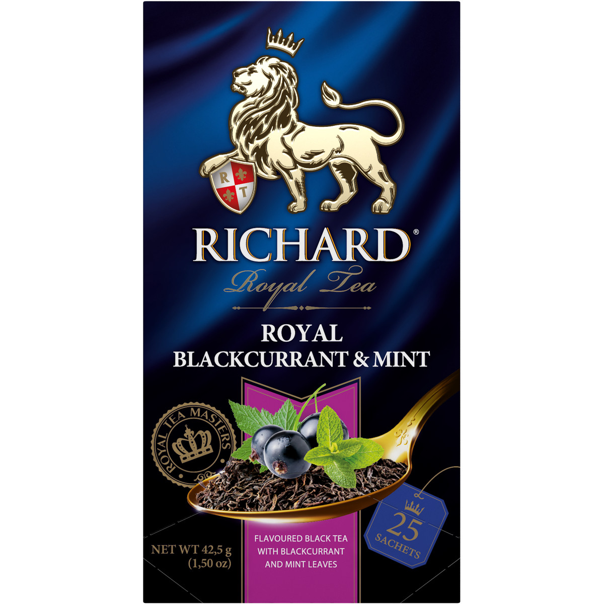 Чай черный Richard Royal Blackcurrant Mint со вкусом черной смородины и мяты 25 пакетиков - фото 1