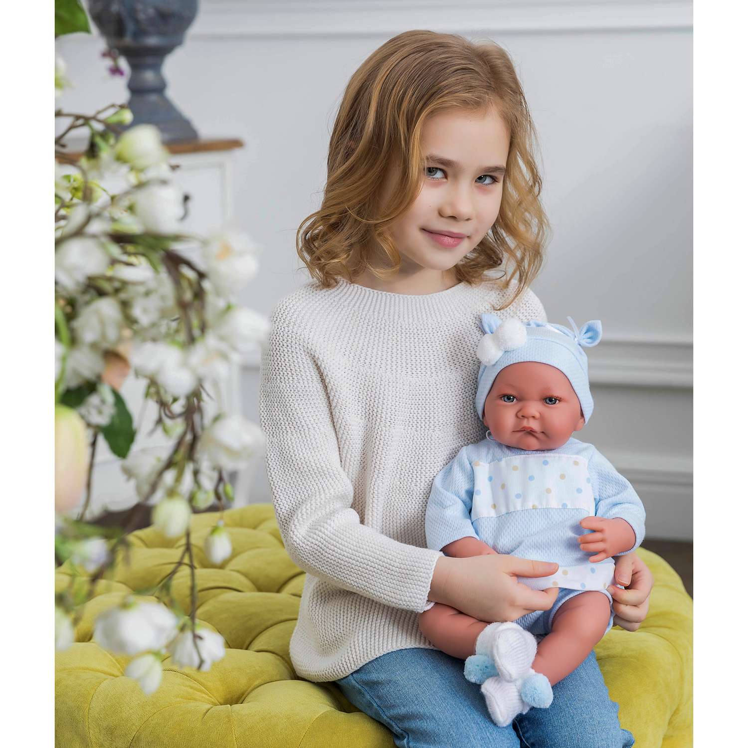 Кукла младенец Antonio Juan Реборн Дольче в голубом 40 см мягконабивная 3391B - фото 10