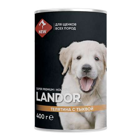 Корм для щенков Landor 0.4кг всех пород телятина с тыквой ж/б