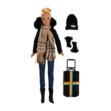 Кукла Defa Lucy Зимнее путешествие 28 см чемодан черный