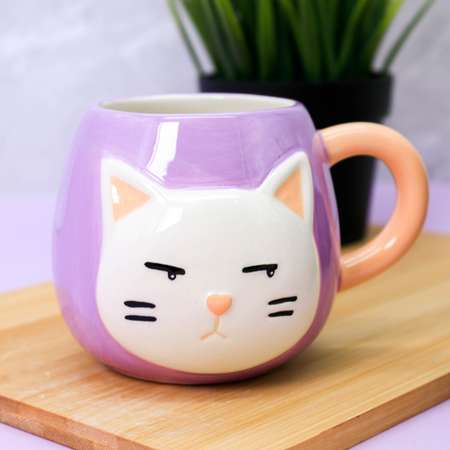 Кружка керамическая iLikeGift Cat violet