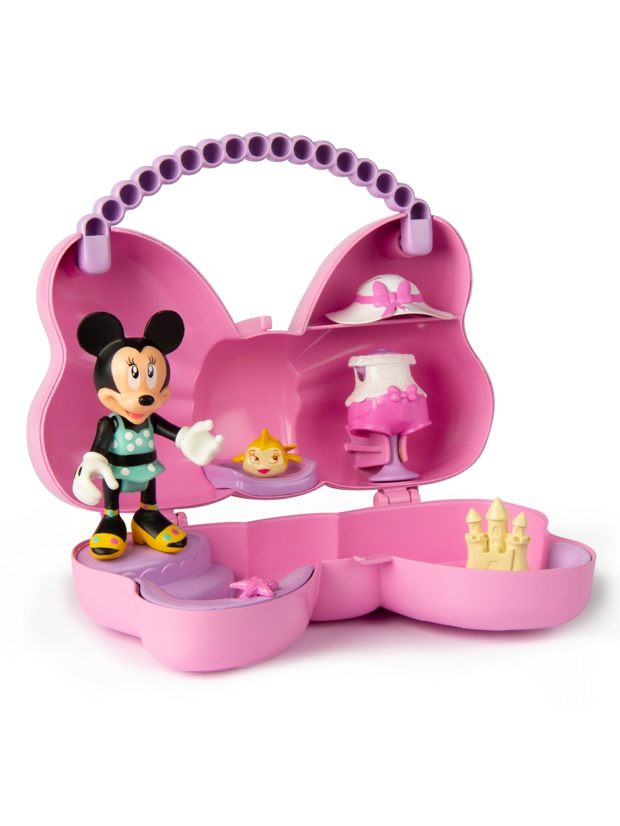 Игровой набор Disney Минни: Новый образ с питомцем (фигурка 12 см в сумочке 16х13 см светло-розовый) - фото 1