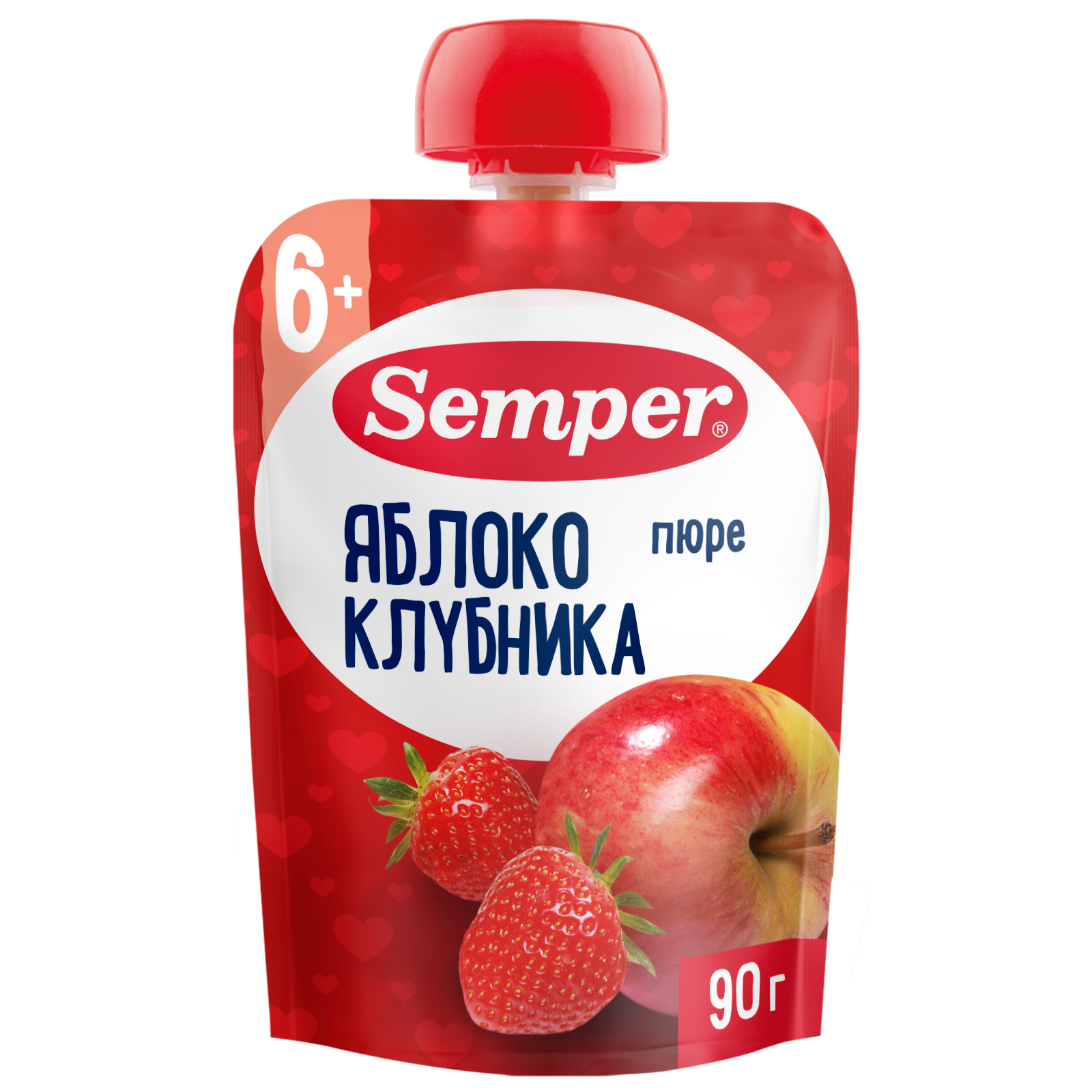 Пюре Semper Яблоко клубника с 6 месяцев 90г