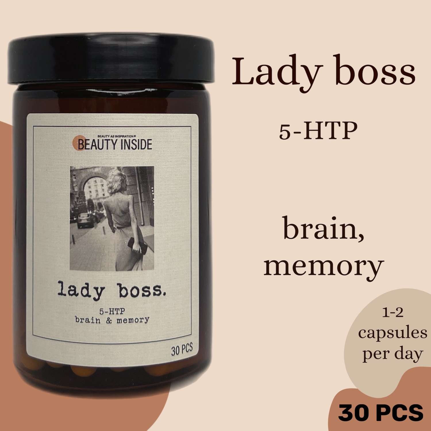 Биологически активная добавка BEAUTY INSIDE lady boss. Капсулированный 5-гидрокситриптофан 30 капсул - фото 1