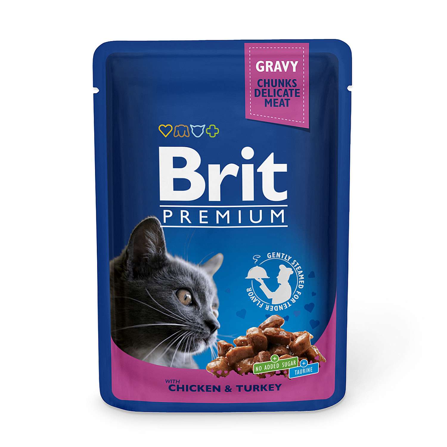 Корм влажный для кошек Brit Premium 100г курица-индейка - фото 1