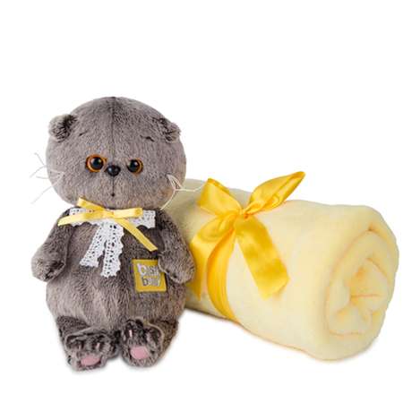 Мягкая игрушка BUDI BASA Кот Басик BABY с детским пледом 100*80 20 см BB06295