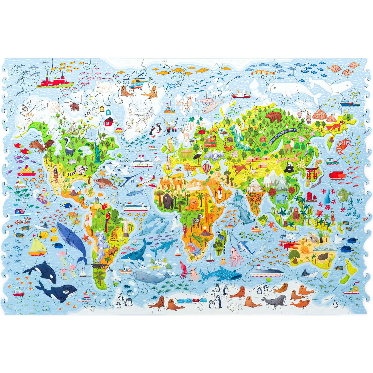 Пазл деревянный Unidragon Детская карта мира 100 элементов 9003 - фото 1