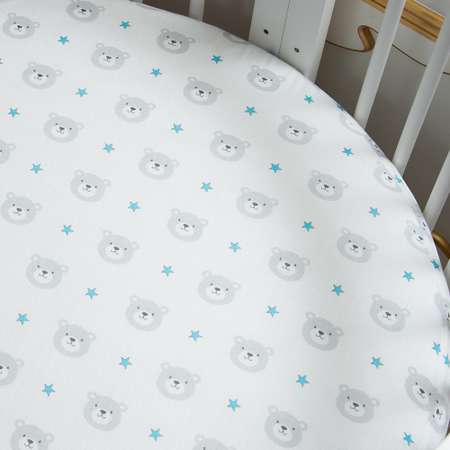 Простыня натяжная Adam Stork на резинке муслиновая для детской кроватки 60х120 Bears Stars