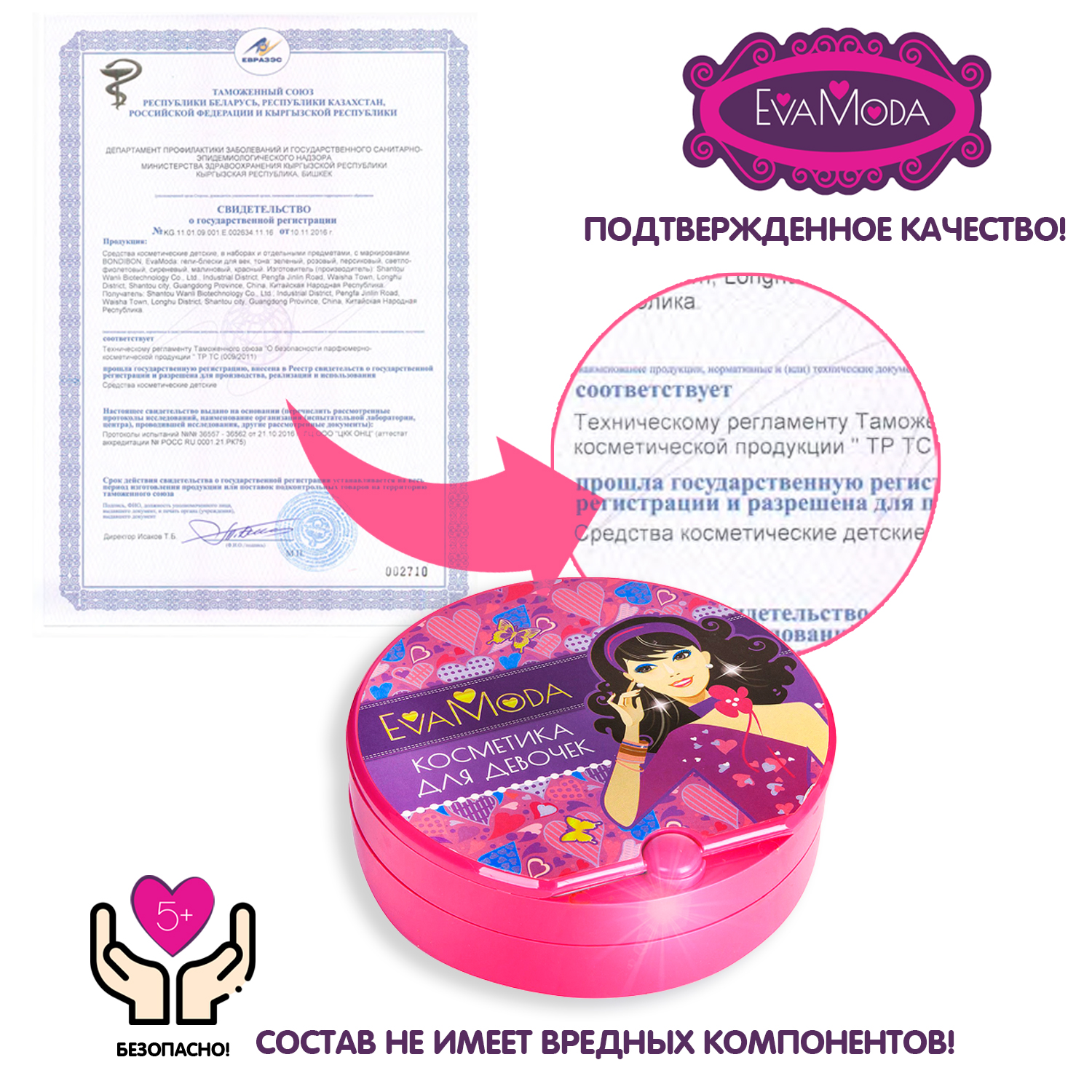 Набор детской косметики BONDIBON Eva Moda Косметичка-диск 2х-уровневая - фото 4