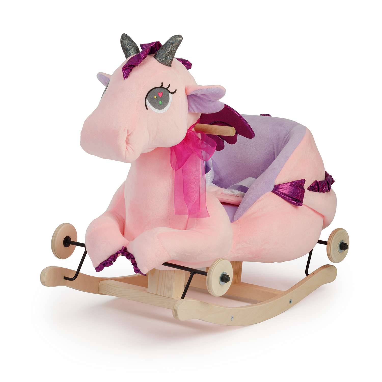 Качалка Тутси мягкая Дракон Драго с колесиками розовый - фото 4