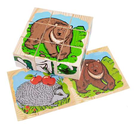 Кубики детские Томик развивающие животные леса 9 штук 4444-4