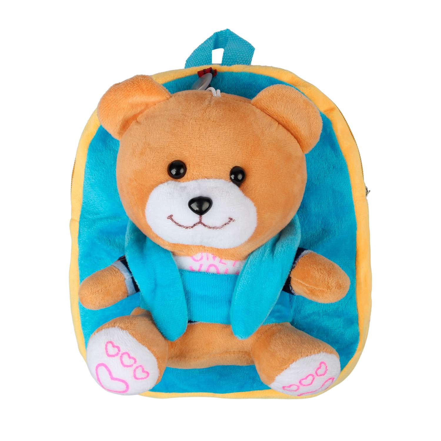 Рюкзак с игрушкой Little Mania желто-голубой Мишка светло-коричневый - фото 1