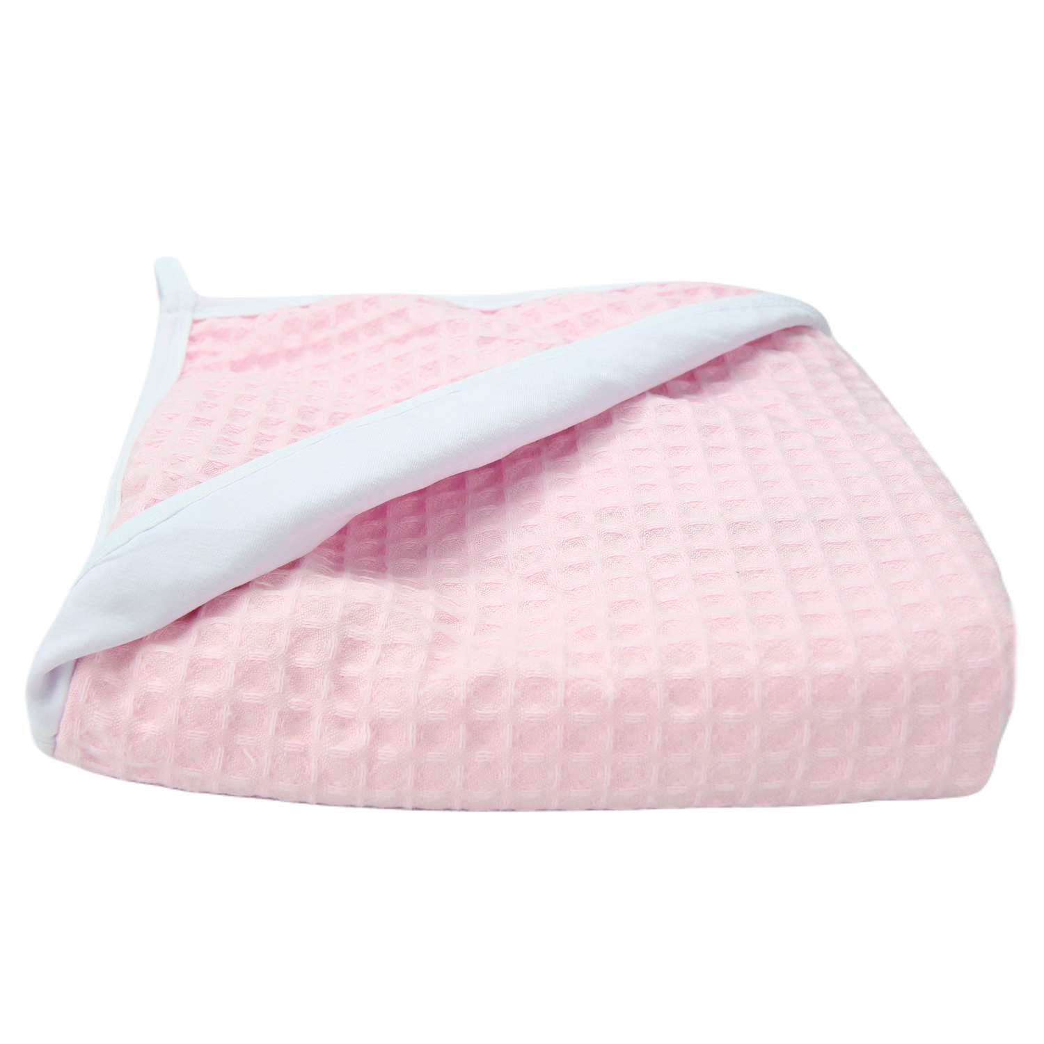 Полотенце с капюшоном YUMMYKI вафельное с уголком 110х110 см розовое - фото 2