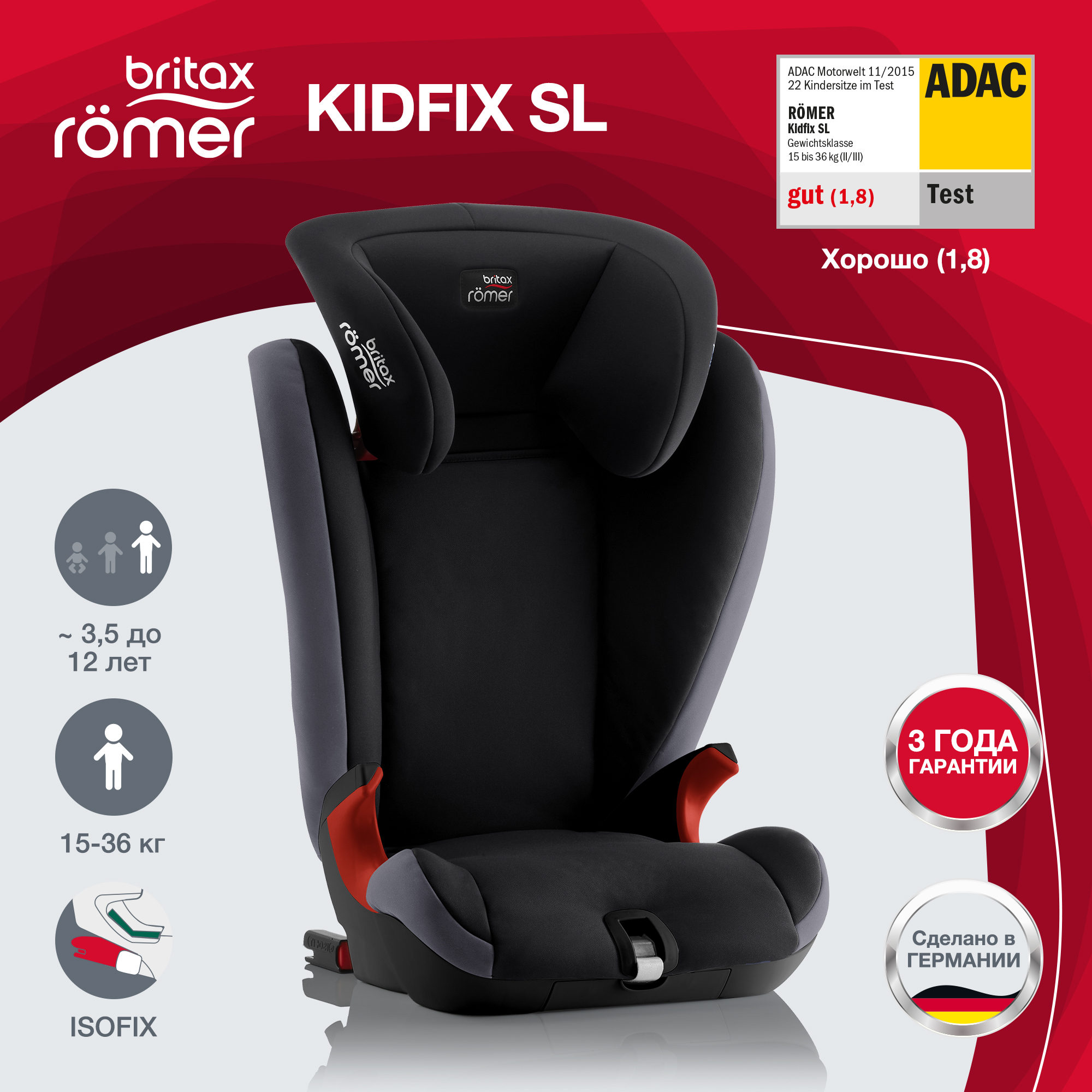 Автокресло Britax Roemer Kidfix SL Black Ash Trendline - фото 2