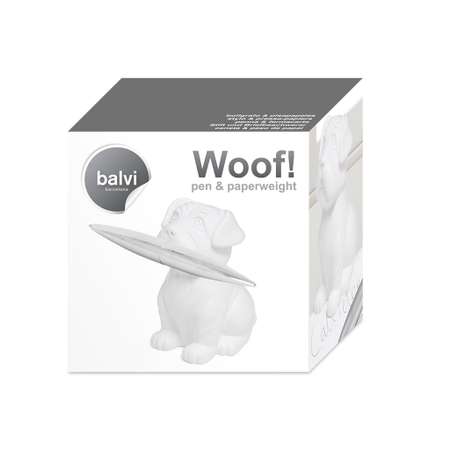 Набор Balvi Woof! ручка и пресс-папье белый