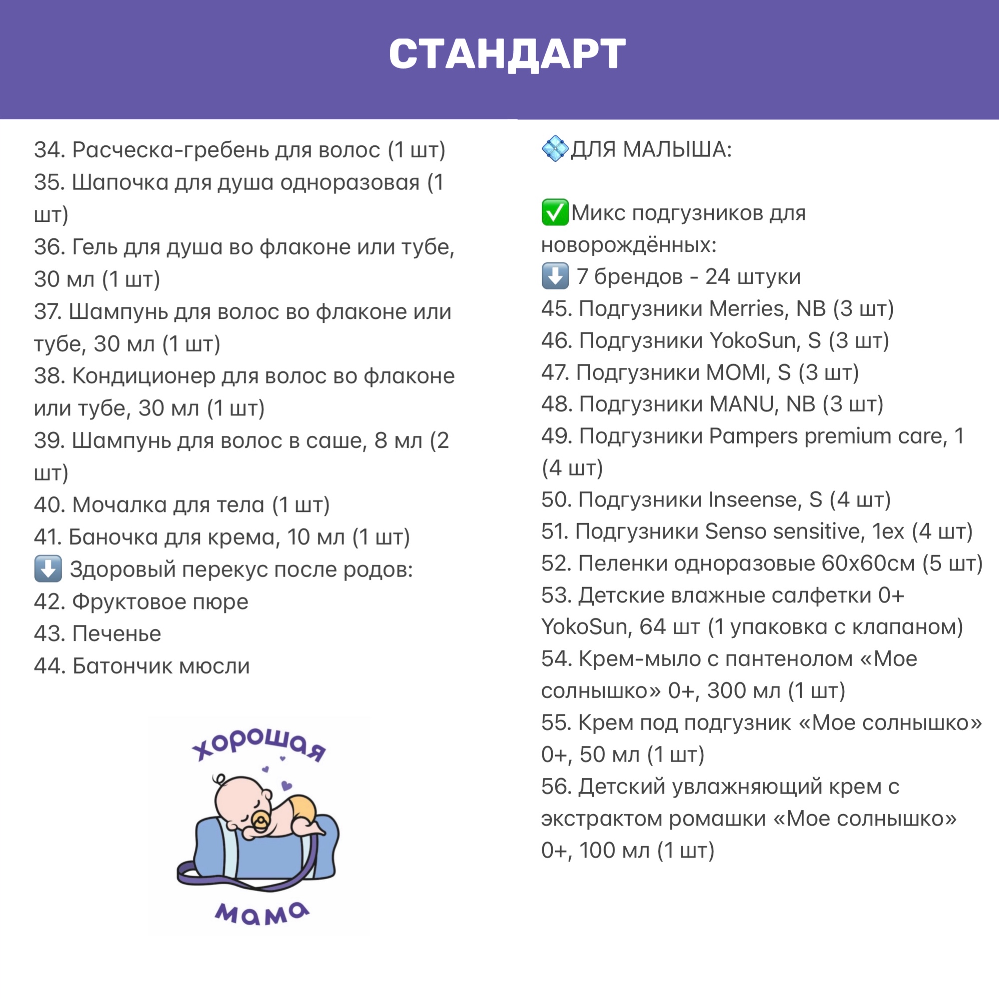 Готовая сумка в роддом Хорошая Мама Стандарт 56 предметов серая - фото 12